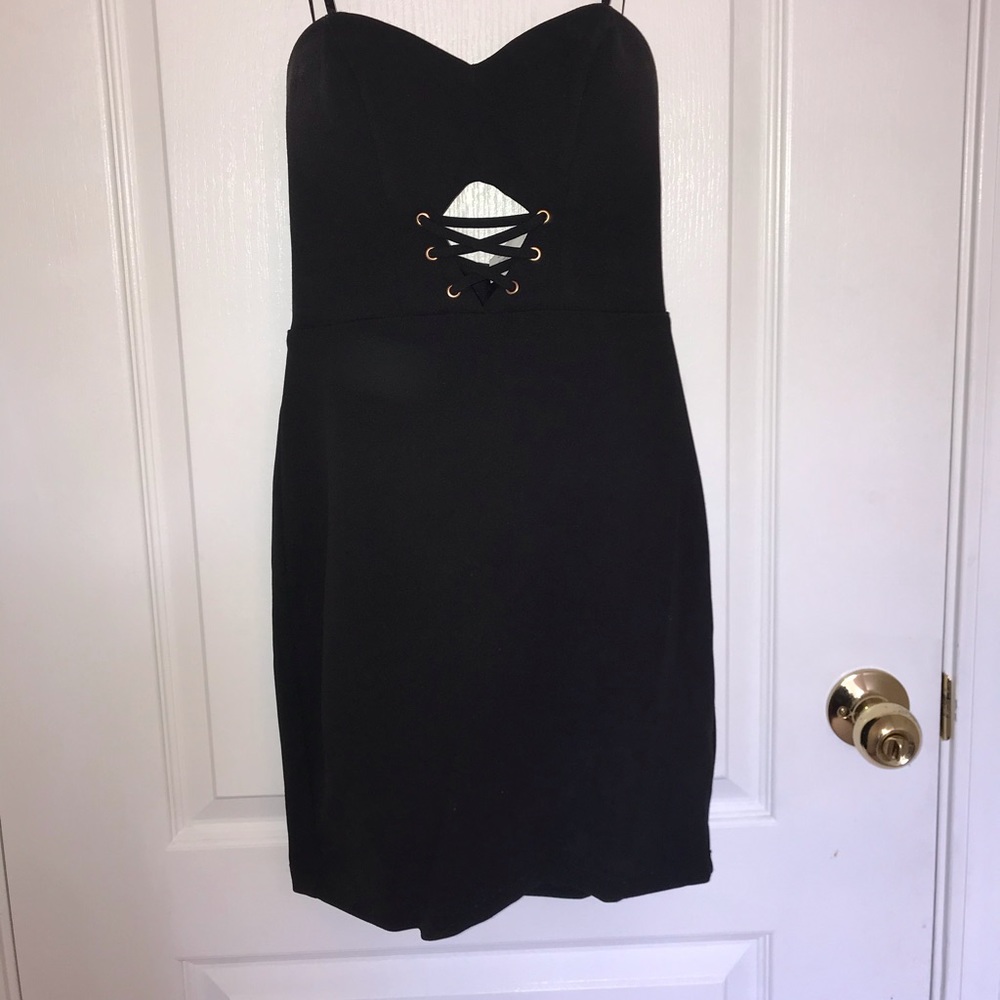Strapless black dress